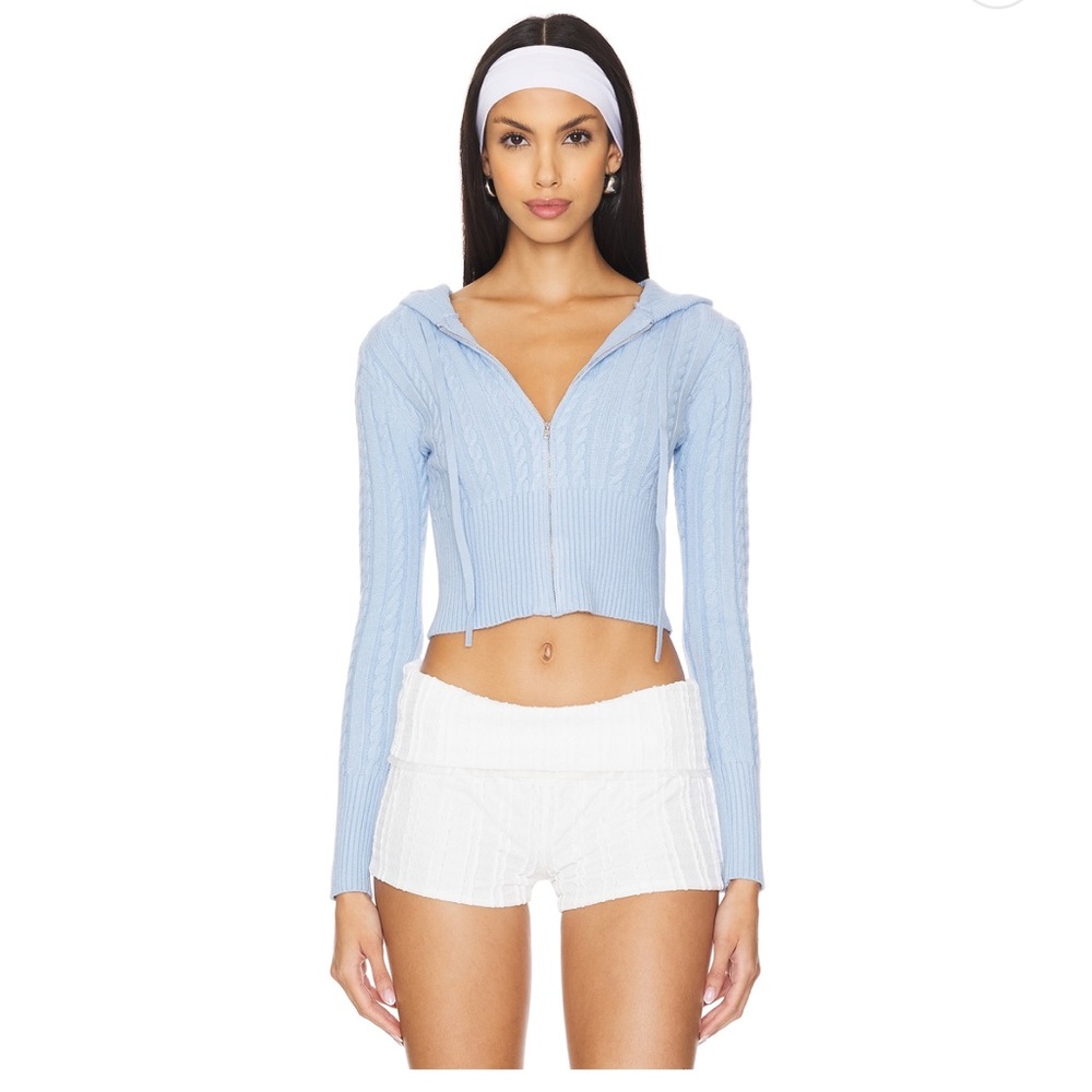 Light Blue Cropped Hoodie for Women